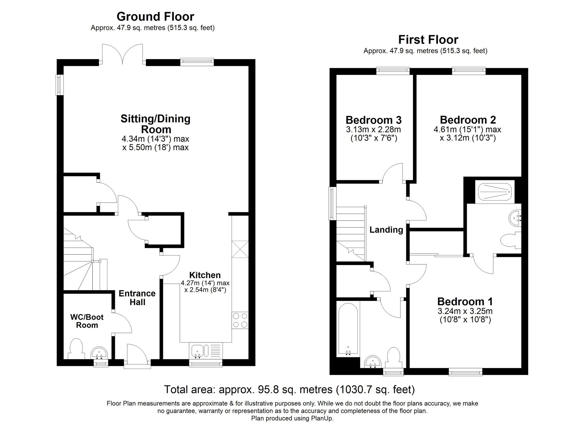 3 Bedroom House For Sale - Poston Place, Stevenage, SG2 Floor Plan